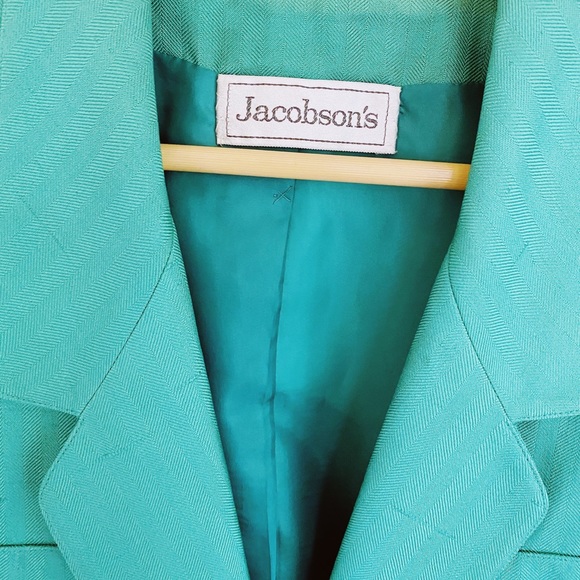 Vintage 70s green twill Jacobson’s cropped blazer size 10 work wear womens wear - Picture 3 of 10